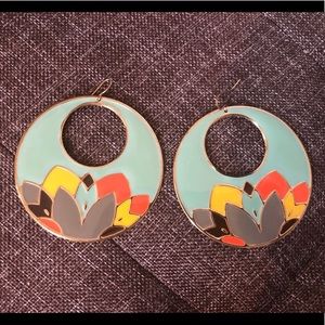 Dangle Patterned Hoop Earrings